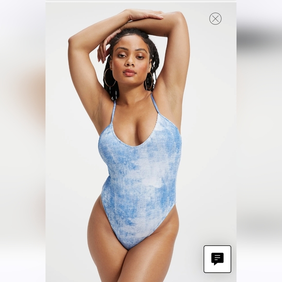 Good American Always Fit One-Piece Swimsuit Inidigo Tie Dye 002 Size 1/2 S/M - Picture 1 of 7